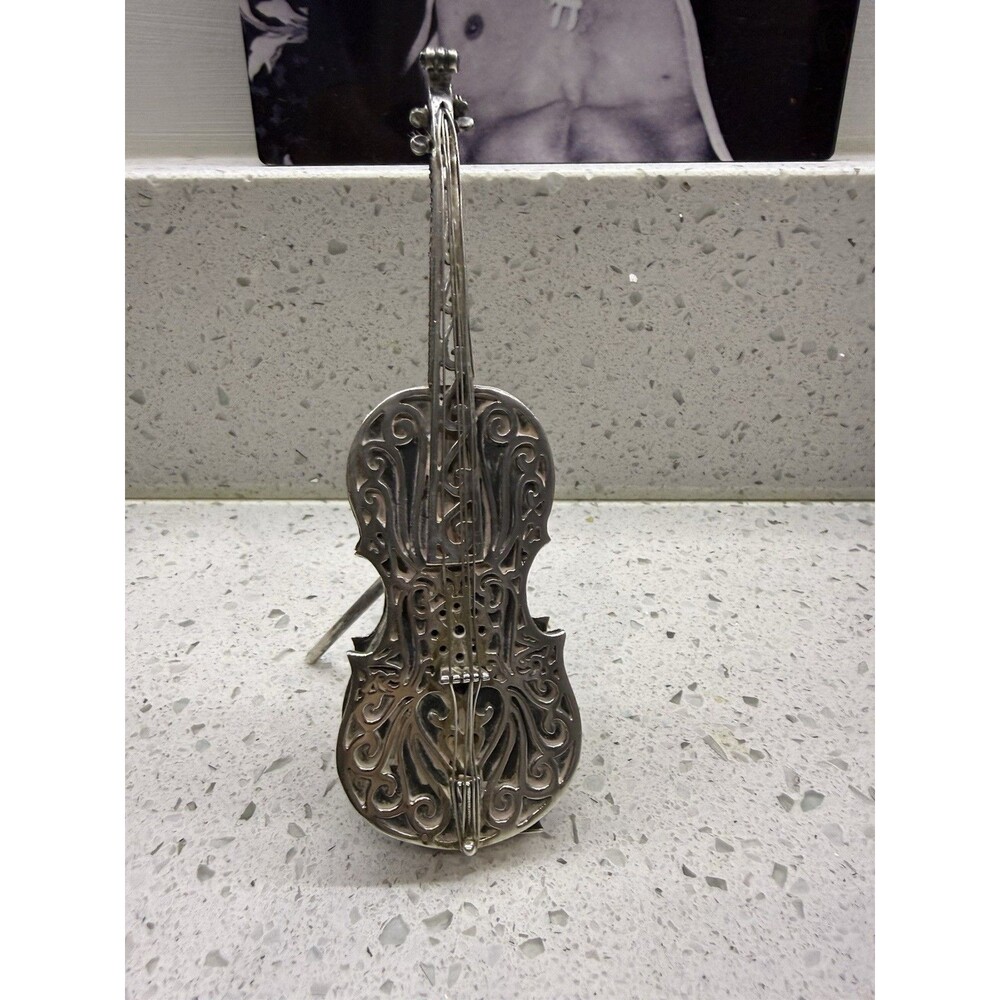 Handmade Sterling Silver Guitar Violin Jewish Judaica Bsamim Havdalah Spice Box